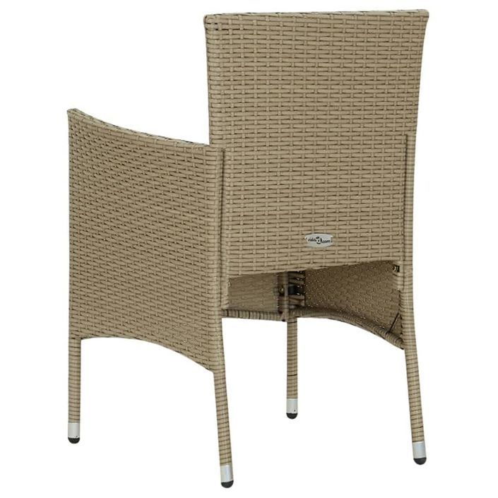 Meubles à dîner de jardin et coussins 5 pcs Poly rotin Beige 2 - Photo n°7