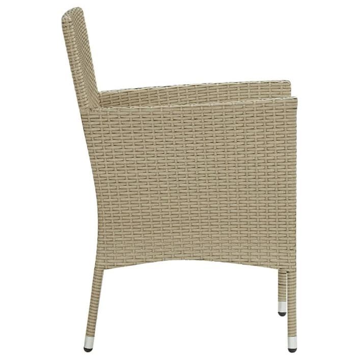 Meubles à dîner de jardin et coussins 7 pcs Poly rotin Beige 2 - Photo n°6