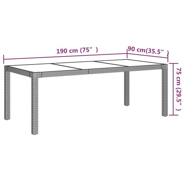 Meubles à dîner jardin 7 pcs avec coussins Résine tressée Noir - Photo n°12