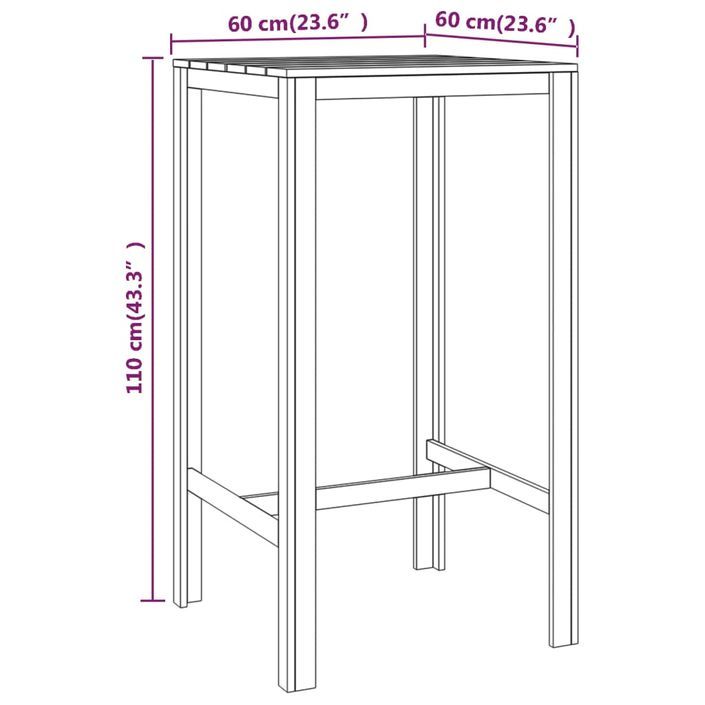 Meubles de bar de jardin 3 pcs Bois de pin imprégné - Photo n°10