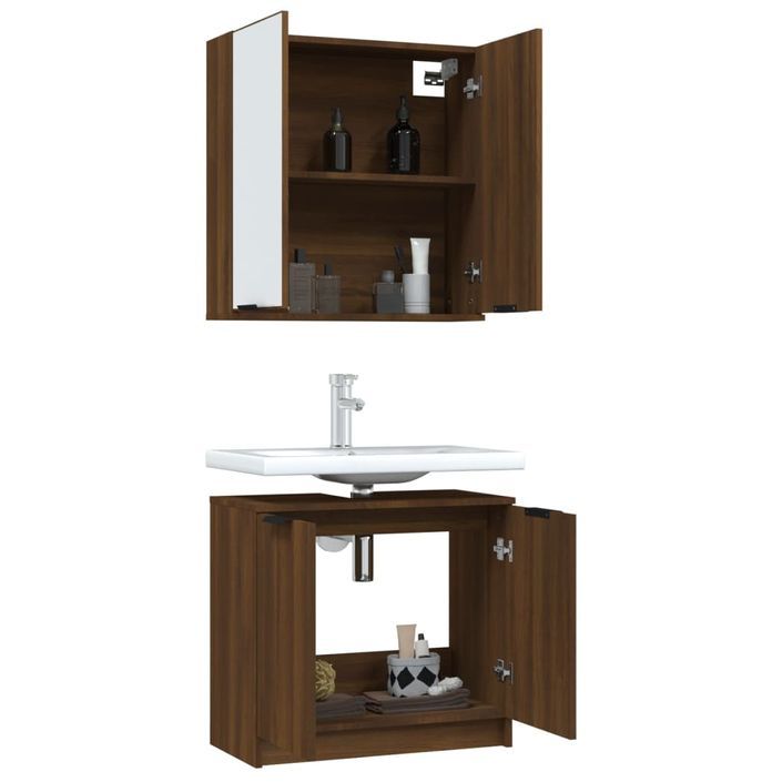 Meubles de salle de bain 2 pcs Chêne marron Bois d'ingénierie - Photo n°4