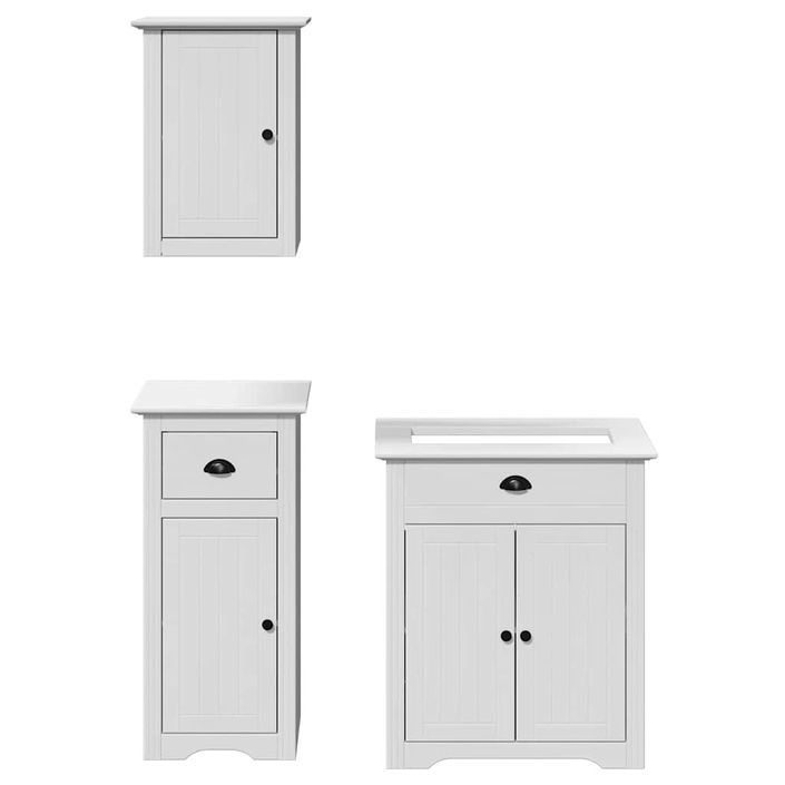 Meubles de salle de bain 3 pcs BODO blanc bois de pin massif - Photo n°4