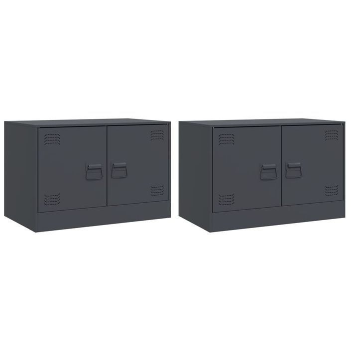 Meubles TV 2 pcs anthracite 67x39x44 cm acier - Photo n°2