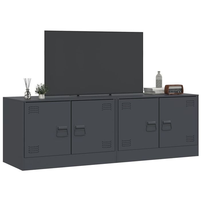 Meubles TV 2 pcs anthracite 67x39x44 cm acier - Photo n°4