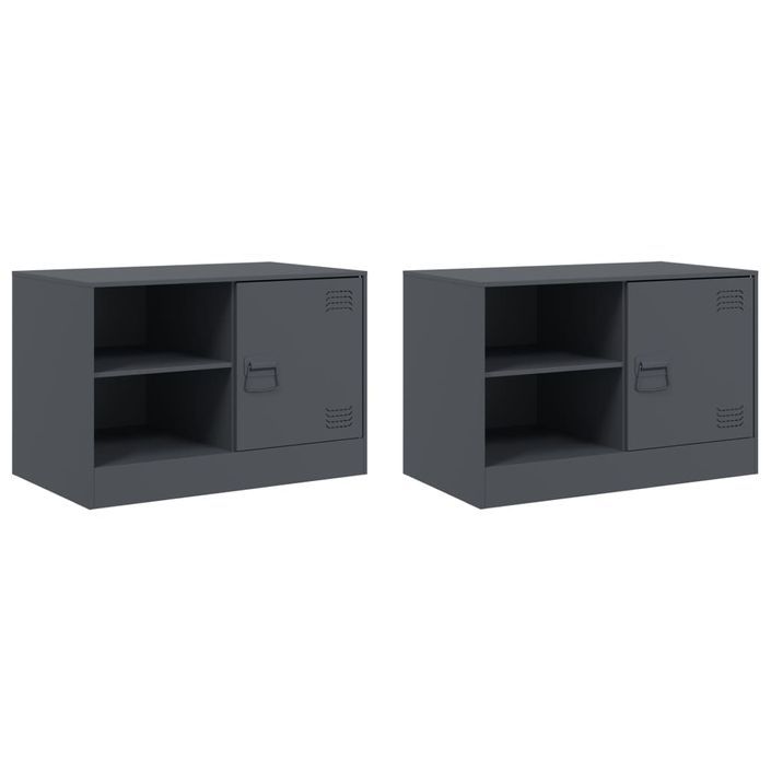 Meubles TV 2 pcs anthracite 67x39x44 cm acier - Photo n°2