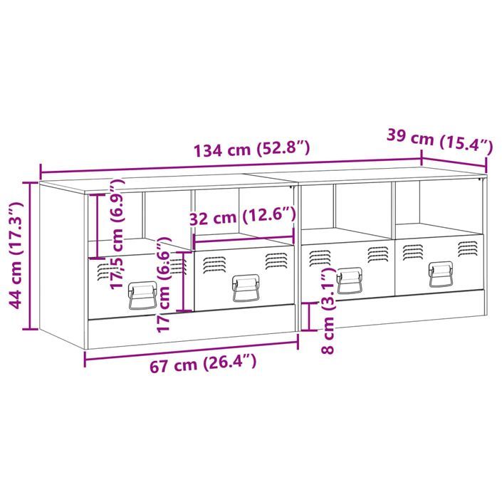 Meubles TV 2 pcs anthracite 67x39x44 cm acier - Photo n°12