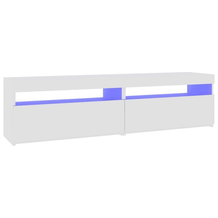 Meubles TV 2 pcs avec lumières LED Blanc brillant 75x35x40 cm - Photo n°7