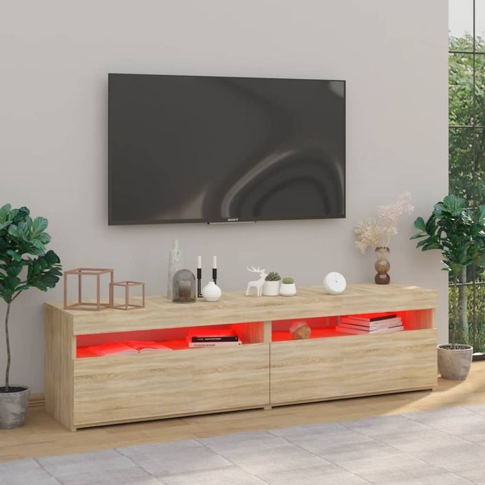 Meubles TV 2 pcs avec lumières LED Chêne sonoma 75x35x40 cm - Photo n°6