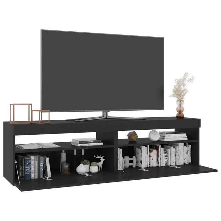 Meubles TV 2 pcs avec lumières LED Noir 75x35x40 cm - Photo n°6