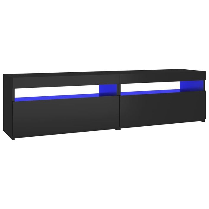 Meubles TV 2 pcs avec lumières LED Noir 75x35x40 cm - Photo n°7