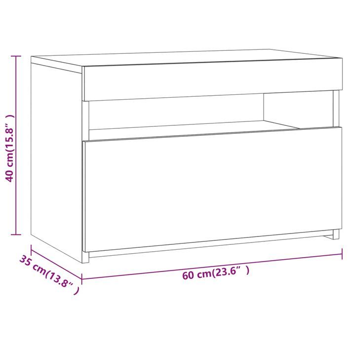 Meubles TV 2 pcs avec lumières LED Sonoma gris 60x35x40 cm - Photo n°11