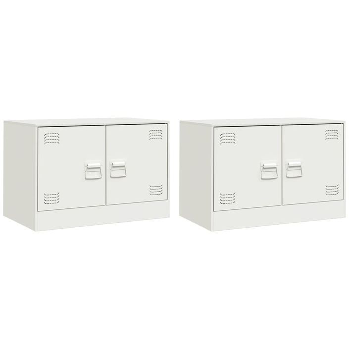 Meubles TV 2 pcs blanc 67x39x44 cm acier - Photo n°2