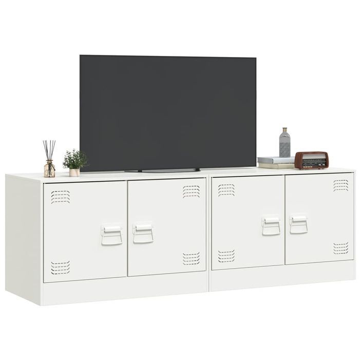 Meubles TV 2 pcs blanc 67x39x44 cm acier - Photo n°4