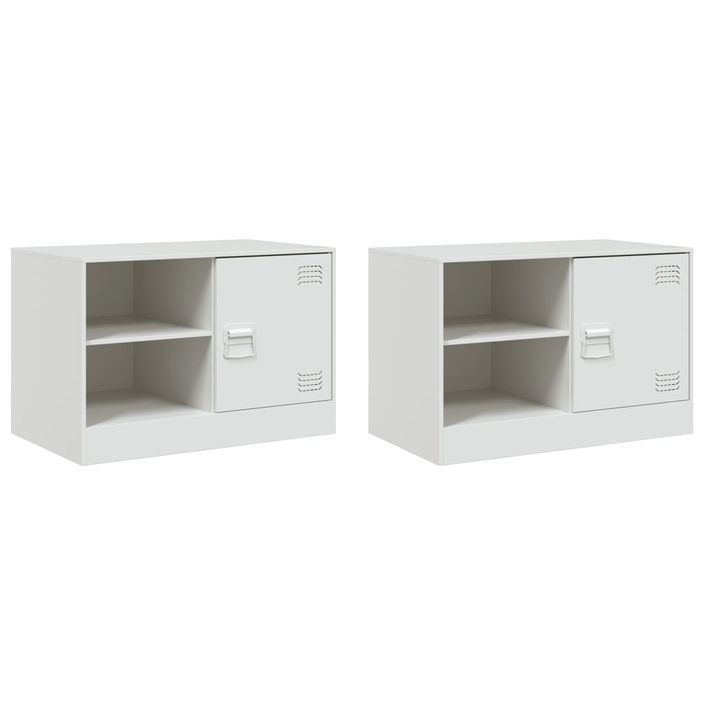 Meubles TV 2 pcs blanc 67x39x44 cm acier - Photo n°2