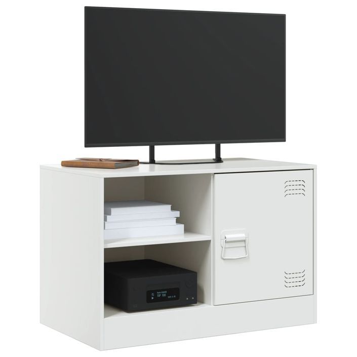 Meubles TV 2 pcs blanc 67x39x44 cm acier - Photo n°3