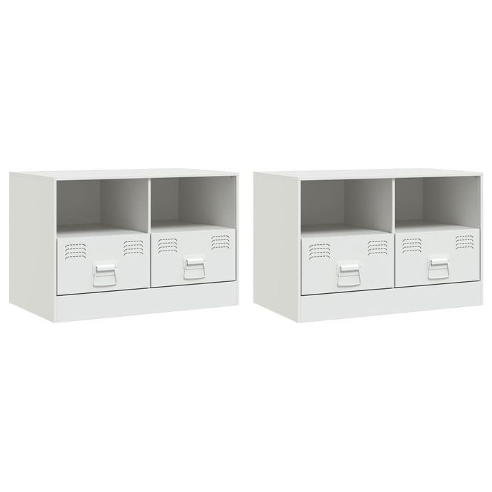 Meubles TV 2 pcs blanc 67x39x44 cm acier - Photo n°2