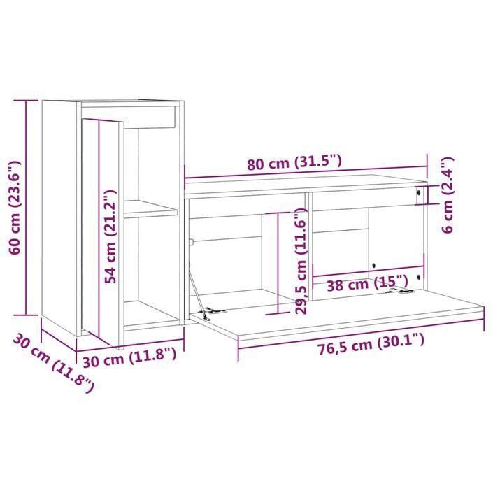 Meubles TV 2 pcs Blanc Bois massif de pin - Photo n°11