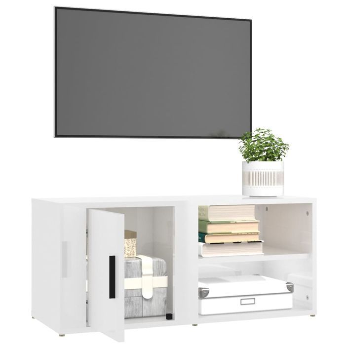 Meubles TV 2 pcs Blanc brillant 80x31,5x36 cm Bois d'ingénierie - Photo n°5