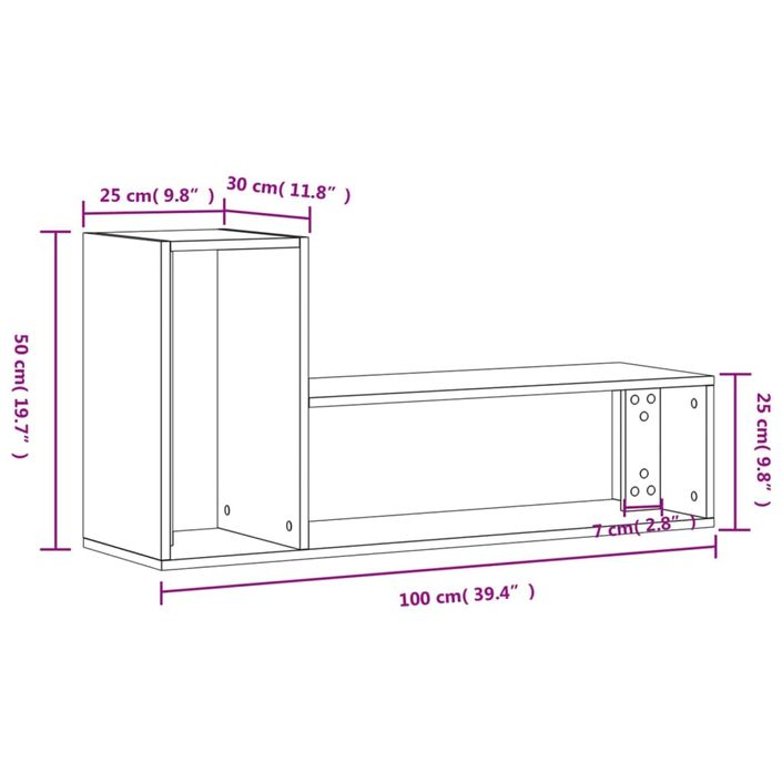 Meubles TV 2 pcs chêne fumé 100x30x50 cm bois d'ingénierie - Photo n°12