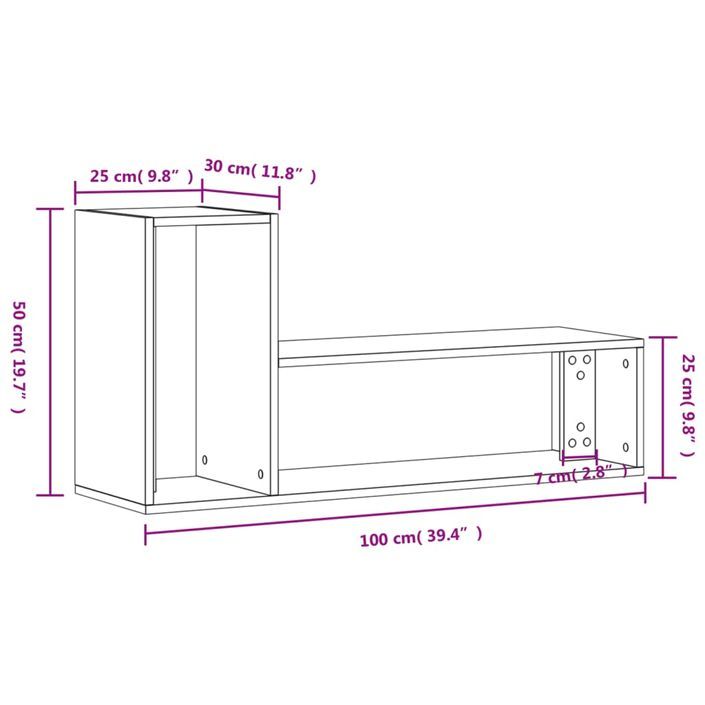 Meubles TV 2 pcs gris béton 100x30x50 cm bois d'ingénierie - Photo n°12