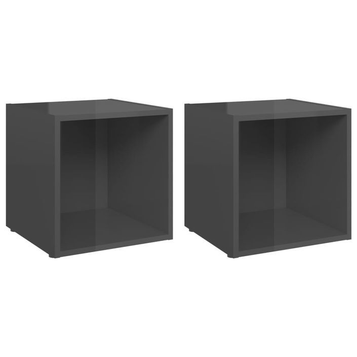 Meubles TV 2 pcs Gris brillant 37x35x37 cm - Photo n°1