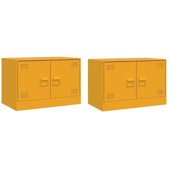 Meubles TV 2 pcs jaune moutarde 67x39x44 cm acier - Photo n°2