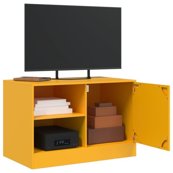 Meubles TV 2 pcs jaune moutarde 67x39x44 cm acier - Photo n°4