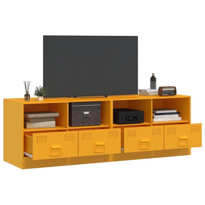 Meubles TV 2 pcs jaune moutarde 67x39x44 cm acier - Photo n°4