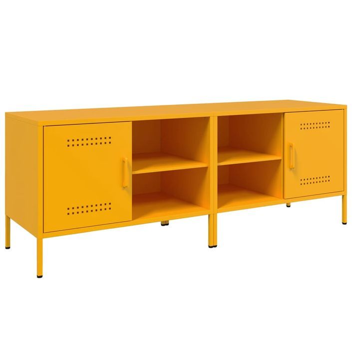 Meubles TV 2 pcs jaune moutarde 68x39x50,5 cm acier - Photo n°2