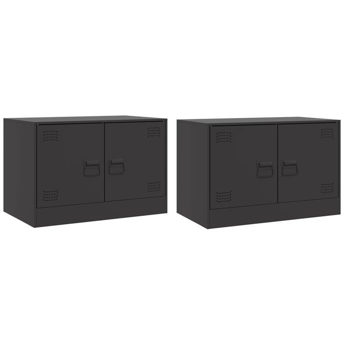 Meubles TV 2 pcs noir 67x39x44 cm acier - Photo n°2