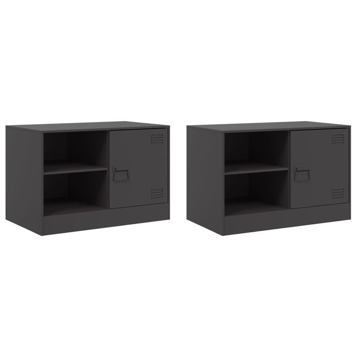 Meubles TV 2 pcs noir 67x39x44 cm acier - Photo n°2