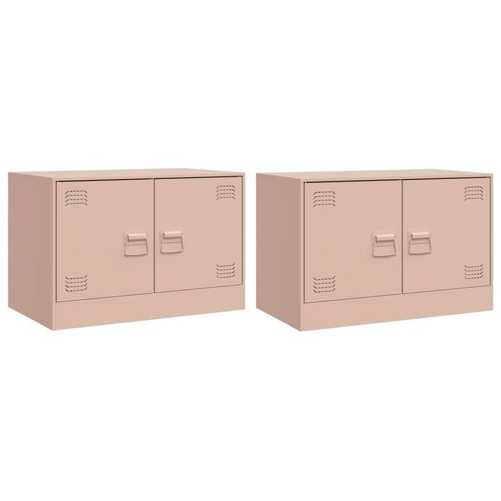 Meubles TV 2 pcs rose 67x39x44 cm acier - Photo n°2