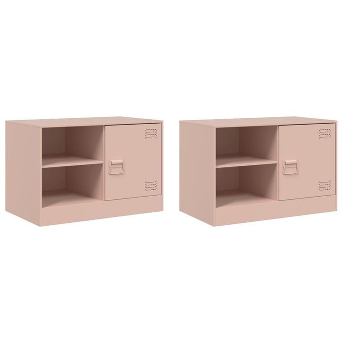 Meubles TV 2 pcs rose 67x39x44 cm acier - Photo n°2