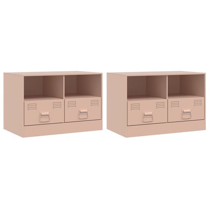 Meubles TV 2 pcs rose 67x39x44 cm acier - Photo n°2