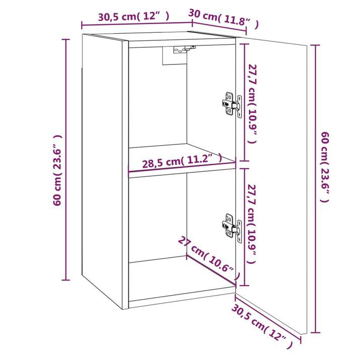 Meubles TV 2 pcs Sonoma gris 30,5x30x60 cm Bois d'ingénierie - Photo n°11