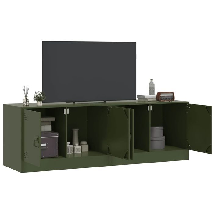 Meubles TV 2 pcs vert olive 67x39x44 cm acier - Photo n°3