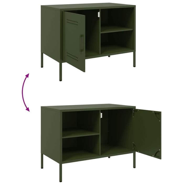 Meubles TV 2 pcs vert olive 68x39x50,5 cm acier - Photo n°12