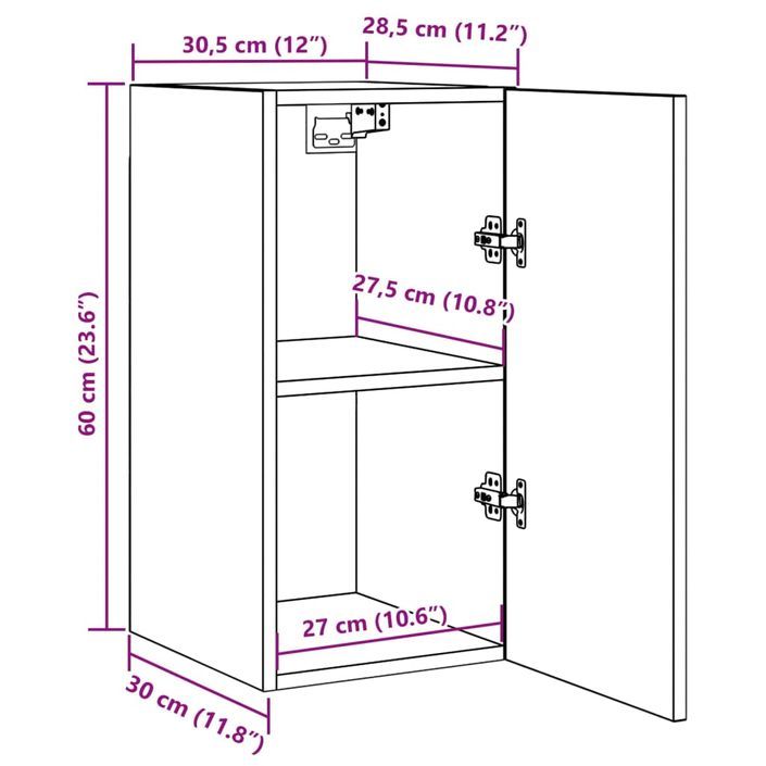 Meubles TV 2 pcs vieux bois 30,5x30x60 cm bois d'ingénierie - Photo n°11