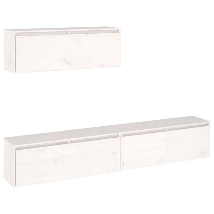 Meubles TV 3 pcs Blanc Bois massif de pin 3 - Photo n°2