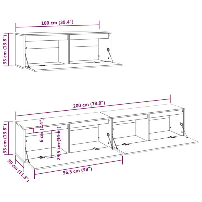 Meubles TV 3 pcs Blanc Bois massif de pin 3 - Photo n°11