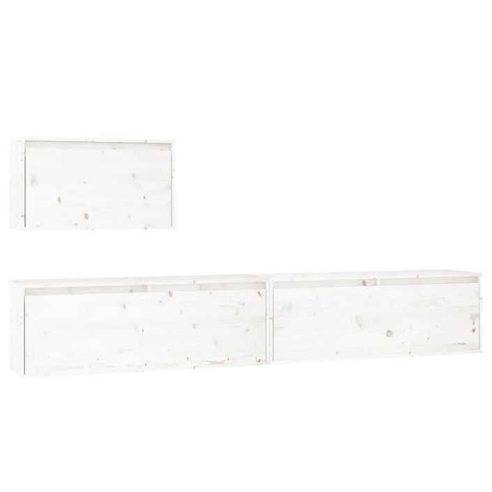 Meubles TV 3 pcs Blanc Bois massif de pin - Photo n°2