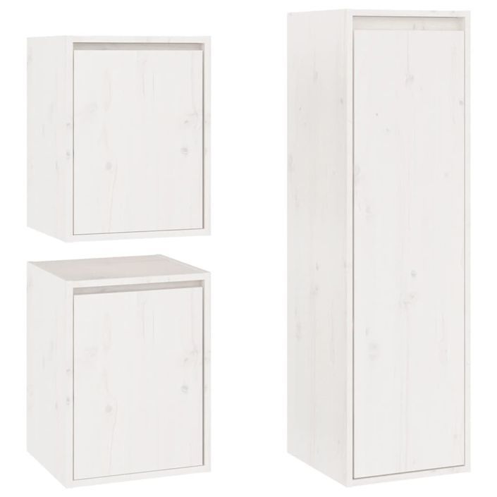 Meubles TV 3 pcs Blanc Bois massif de pin - Photo n°2