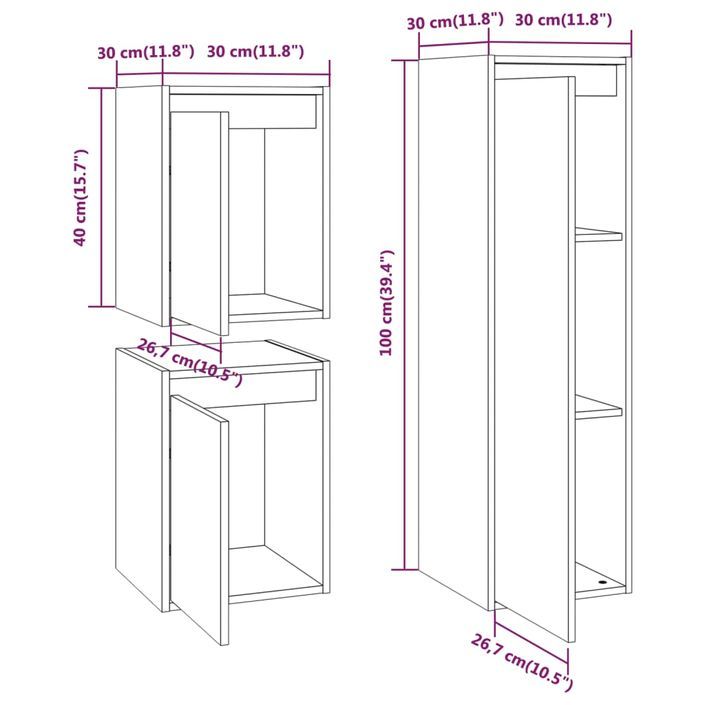 Meubles TV 3 pcs Blanc Bois massif de pin - Photo n°9