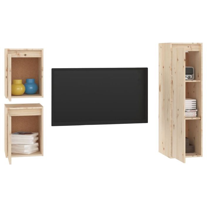 Meubles TV 3 pcs Bois massif de pin - Photo n°3