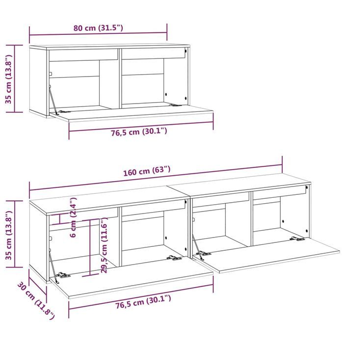 Meubles TV 3 pcs Bois massif de pin 2 - Photo n°12