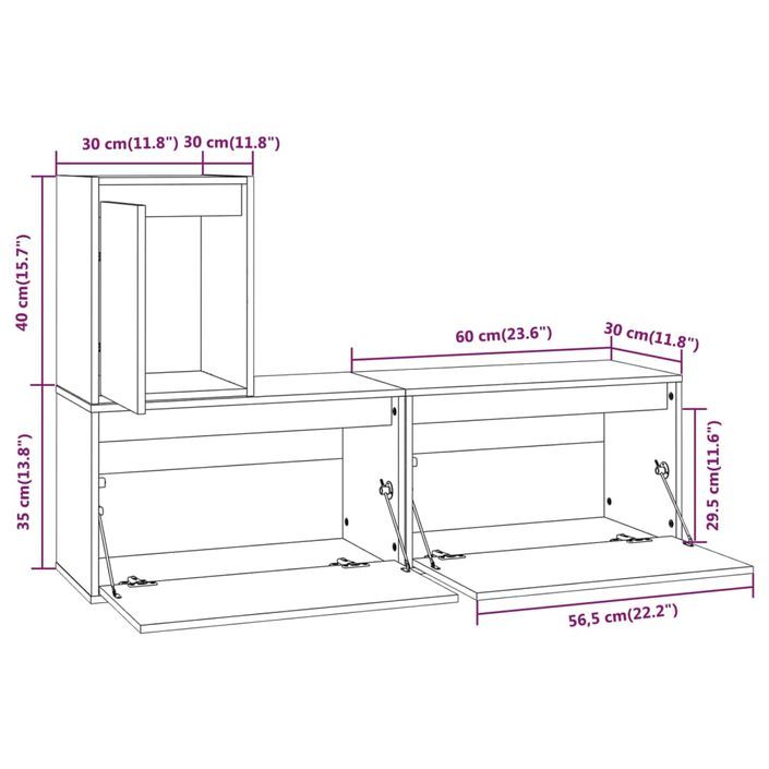 Meubles TV 3 pcs Bois massif de pin 4 - Photo n°7