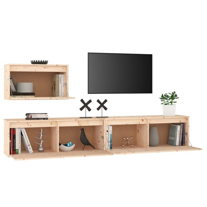 Meubles TV 3 pcs Bois massif de pin - Photo n°4