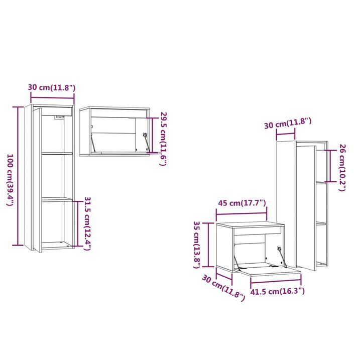 Meubles TV 4 pcs Blanc Bois massif de pin - Photo n°9