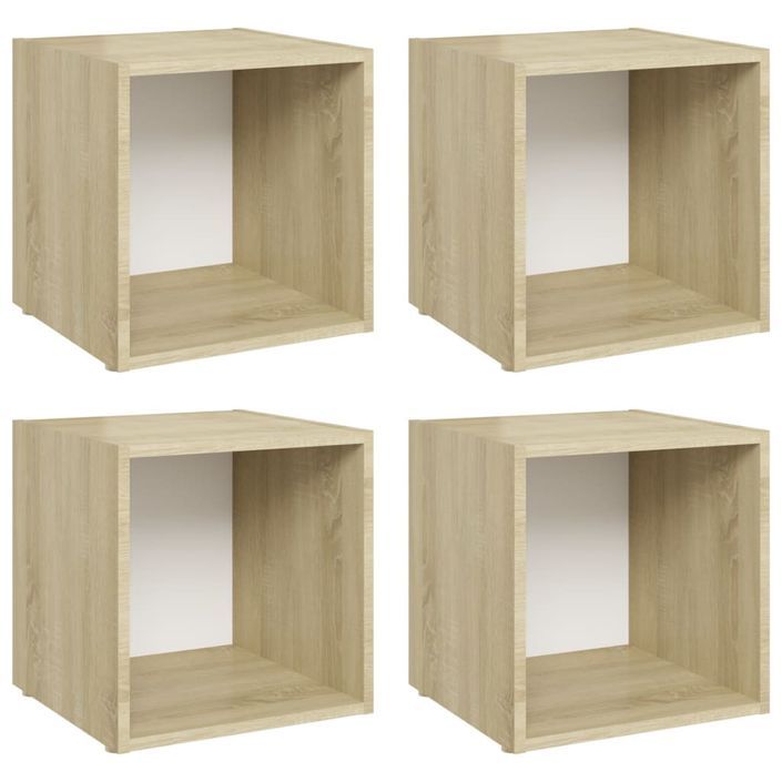 Meubles TV 4 pcs Blanc et chêne sonoma 37x35x37 cm - Photo n°1