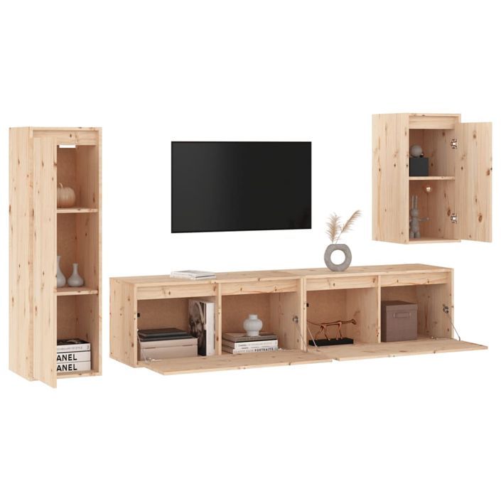 Meubles TV 4 pcs Bois massif de pin 2 - Photo n°4